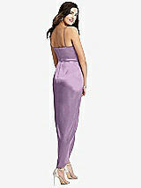 Rear View Thumbnail - Wood Violet Faux Wrap Midi Dress with Draped Tulip Skirt