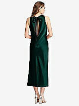 Rear View Thumbnail - Evergreen Tie Neck Cutout Midi Tank Dress - Lou