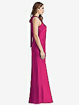 Side View Thumbnail - Think Pink Tie Neck Low Back Maxi Tank Dress - Marin