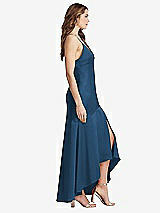 Side View Thumbnail - Dusk Blue Asymmetrical Drop Waist High-Low Slip Dress - Devon