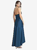 Rear View Thumbnail - Dusk Blue Asymmetrical Drop Waist High-Low Slip Dress - Devon