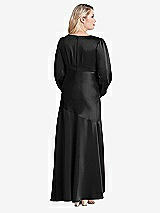 Alt View 2 Thumbnail - Black Puff Sleeve Asymmetrical Drop Waist High-Low Slip Dress - Teagan
