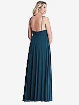 Alt View 2 Thumbnail - Atlantic Blue High Neck Chiffon Maxi Dress with Front Slit - Lela