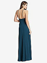 Rear View Thumbnail - Atlantic Blue High Neck Chiffon Maxi Dress with Front Slit - Lela