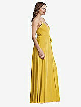 Side View Thumbnail - Marigold Chiffon Maxi Wrap Dress with Sash - Cora
