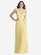 Front View Thumbnail - Pale Yellow Chiffon Maxi Wrap Dress with Sash - Cora