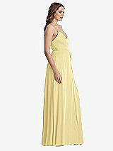 Side View Thumbnail - Pale Yellow Chiffon Maxi Wrap Dress with Sash - Cora