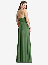 Rear View Thumbnail - Vineyard Green Chiffon Maxi Wrap Dress with Sash - Cora