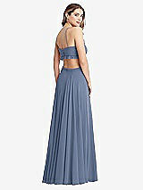 Rear View Thumbnail - Larkspur Blue Ruffled Chiffon Cutout Maxi Dress - Jessie