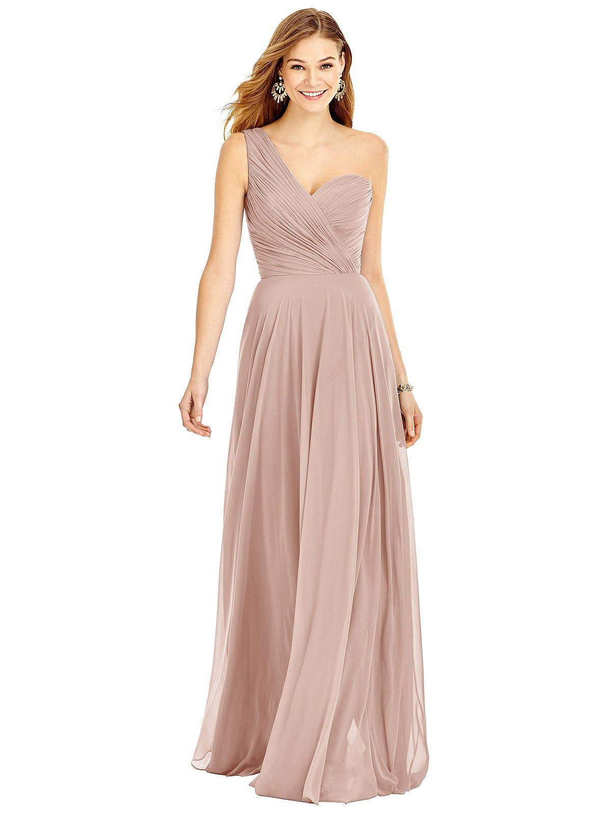 Dessy one shop shoulder bridesmaid dress