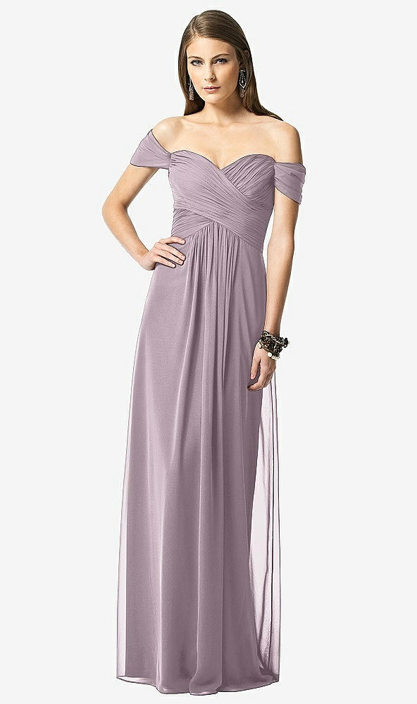 Front View - Lilac Dusk Off-the-Shoulder Ruched Chiffon Maxi Dress - Alessia