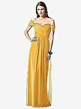 Front View Thumbnail - NYC Yellow Off-the-Shoulder Ruched Chiffon Maxi Dress - Alessia