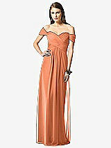 Front View Thumbnail - Sweet Melon Off-the-Shoulder Ruched Chiffon Maxi Dress - Alessia