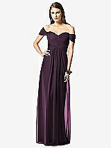 Front View Thumbnail - Aubergine Off-the-Shoulder Ruched Chiffon Maxi Dress - Alessia