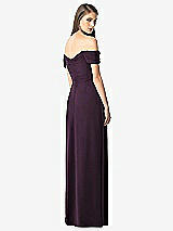 Rear View Thumbnail - Aubergine Off-the-Shoulder Ruched Chiffon Maxi Dress - Alessia