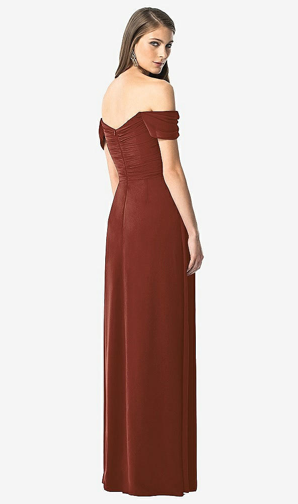 Back View - Auburn Moon Off-the-Shoulder Ruched Chiffon Maxi Dress - Alessia