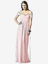 Front View Thumbnail - Ballet Pink Off-the-Shoulder Ruched Chiffon Maxi Dress - Alessia