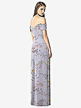 Rear View Thumbnail - Butterfly Botanica Silver Dove Off-the-Shoulder Ruched Chiffon Maxi Dress - Alessia