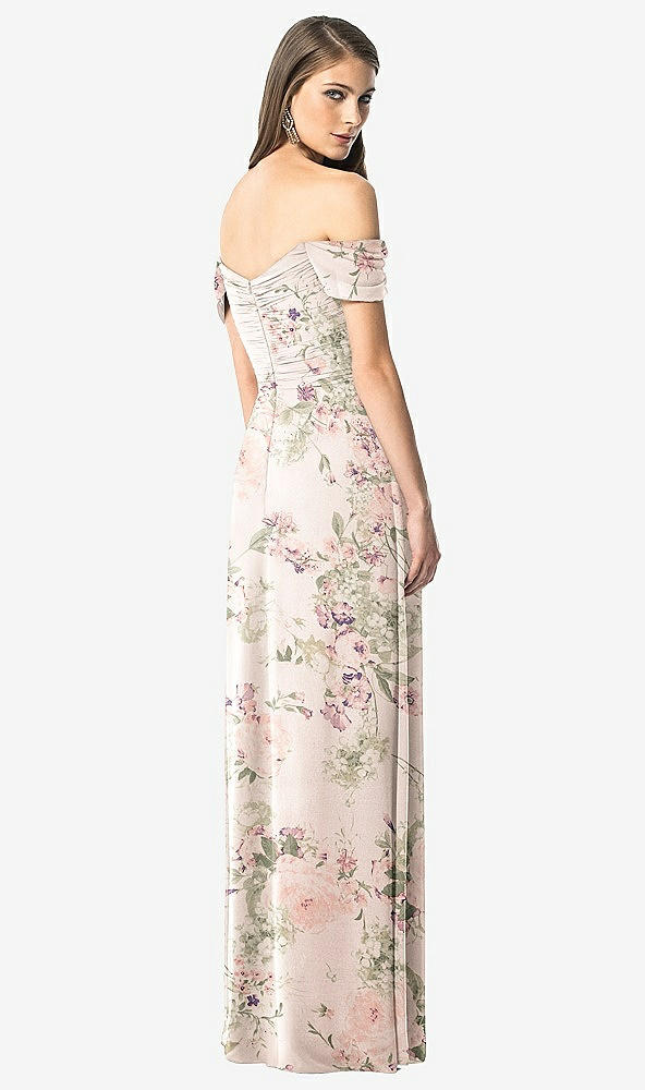 Back View - Blush Garden Off-the-Shoulder Ruched Chiffon Maxi Dress - Alessia