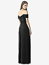 Rear View Thumbnail - Black Off-the-Shoulder Ruched Chiffon Maxi Dress - Alessia
