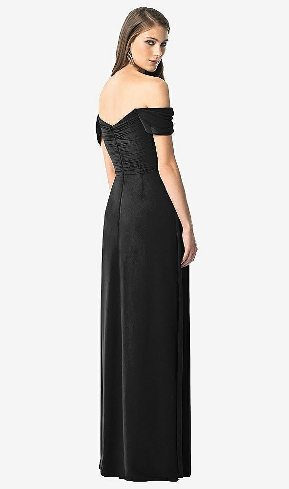 Back View - Black Off-the-Shoulder Ruched Chiffon Maxi Dress - Alessia