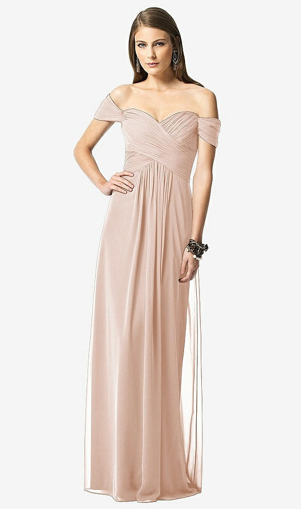 Front View - Cameo Off-the-Shoulder Ruched Chiffon Maxi Dress - Alessia