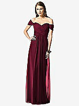 Front View Thumbnail - Cabernet Off-the-Shoulder Ruched Chiffon Maxi Dress - Alessia