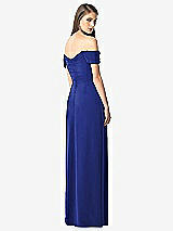 Rear View Thumbnail - Cobalt Blue Off-the-Shoulder Ruched Chiffon Maxi Dress - Alessia