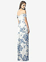Rear View Thumbnail - Cottage Rose Dusk Blue Off-the-Shoulder Ruched Chiffon Maxi Dress - Alessia