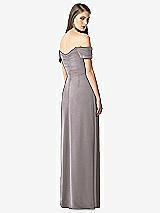 Rear View Thumbnail - Cashmere Gray Off-the-Shoulder Ruched Chiffon Maxi Dress - Alessia