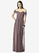 Front View Thumbnail - French Truffle Off-the-Shoulder Ruched Chiffon Maxi Dress - Alessia