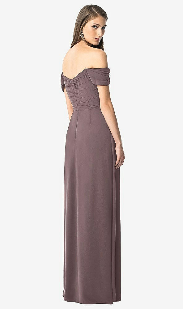 Back View - French Truffle Off-the-Shoulder Ruched Chiffon Maxi Dress - Alessia