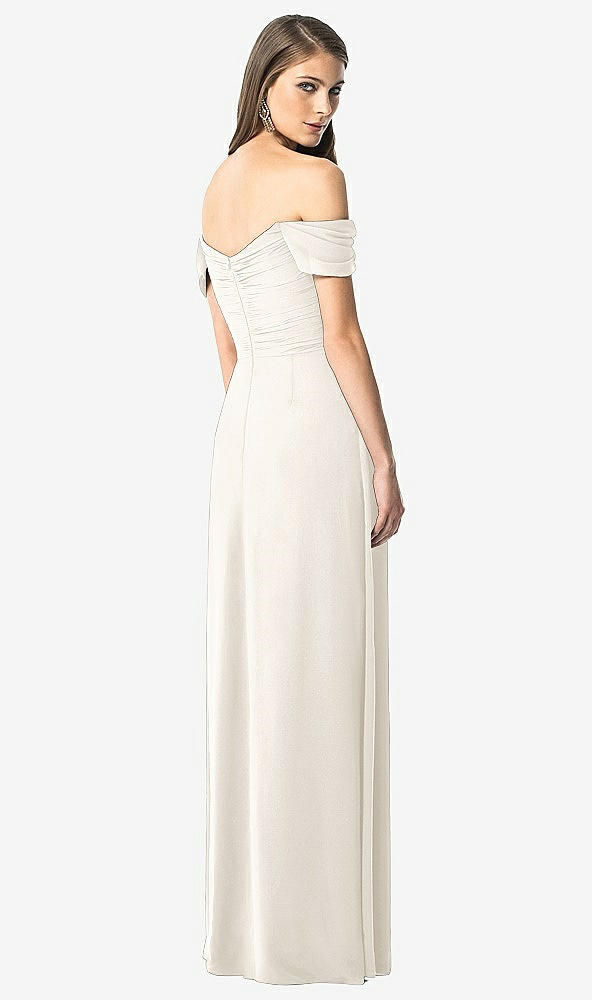 Back View - Ivory Off-the-Shoulder Ruched Chiffon Maxi Dress - Alessia