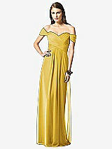 Front View Thumbnail - Marigold Off-the-Shoulder Ruched Chiffon Maxi Dress - Alessia