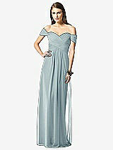Front View Thumbnail - Morning Sky Off-the-Shoulder Ruched Chiffon Maxi Dress - Alessia