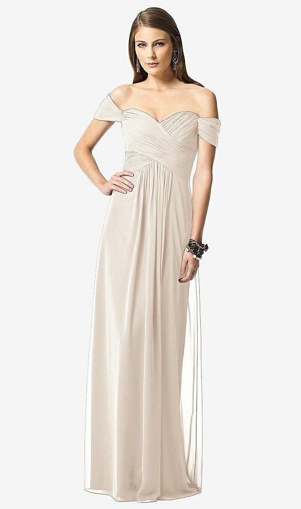 Front View - Oat Off-the-Shoulder Ruched Chiffon Maxi Dress - Alessia