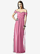 Front View Thumbnail - Orchid Pink Off-the-Shoulder Ruched Chiffon Maxi Dress - Alessia