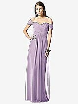 Front View Thumbnail - Pale Purple Off-the-Shoulder Ruched Chiffon Maxi Dress - Alessia