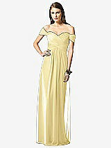 Front View Thumbnail - Pale Yellow Off-the-Shoulder Ruched Chiffon Maxi Dress - Alessia