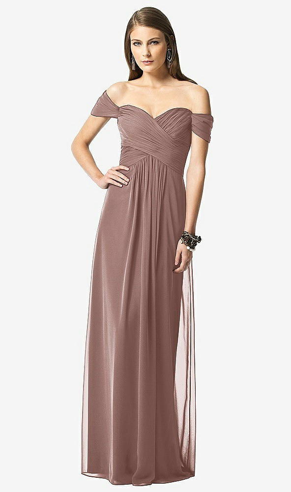 Front View - Sienna Off-the-Shoulder Ruched Chiffon Maxi Dress - Alessia