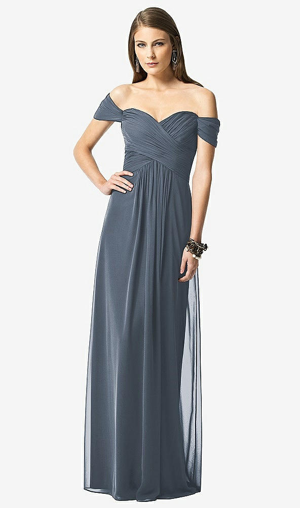 Front View - Silverstone Off-the-Shoulder Ruched Chiffon Maxi Dress - Alessia