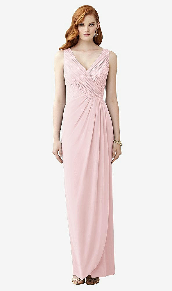 Front View - Ballet Pink Sleeveless Draped Faux Wrap Maxi Dress - Dahlia