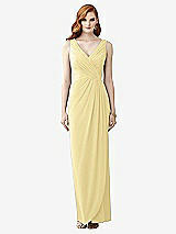 Front View Thumbnail - Pale Yellow Sleeveless Draped Faux Wrap Maxi Dress - Dahlia