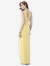 Rear View Thumbnail - Pale Yellow Sleeveless Draped Faux Wrap Maxi Dress - Dahlia