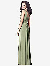 Rear View Thumbnail - Sage Draped V-Neck Shirred Chiffon Maxi Dress