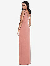Rear View Thumbnail - Desert Rose Draped Wrap Maxi Dress with Front Slit - Sena