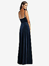 Rear View Thumbnail - Midnight Navy Velvet Wrap Maxi Dress with Pockets