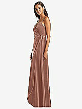 Side View Thumbnail - Tawny Rose Velvet Wrap Maxi Dress with Pockets