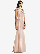 Alt View 2 Thumbnail - Cameo Bow One-Shoulder Satin Trumpet Gown