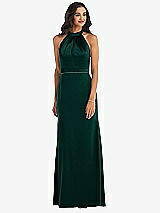 Alt View 1 Thumbnail - Evergreen & Evergreen High-Neck Open-Back Maxi Dress with Scarf Tie